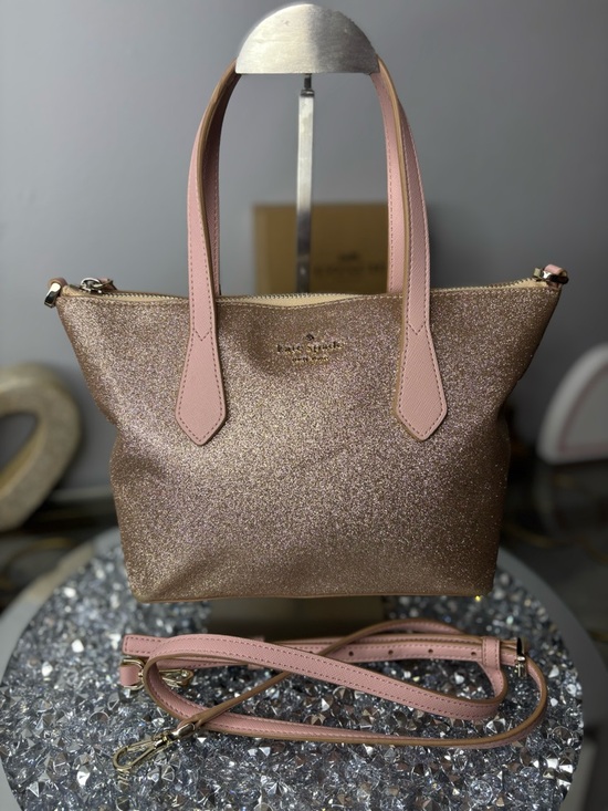 kate spade Handbags - kate spade Rose Gold Glitter Shoulder Bag with Pink Trim
